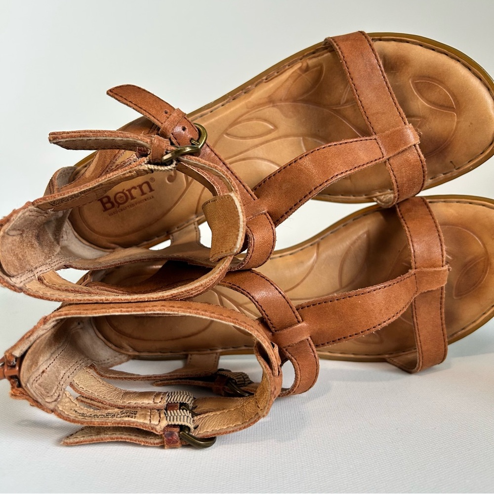 Born Strappy Gladiator Sandals Women’s 9 M Brown Leather Back Zipper - Picture 6 of 15